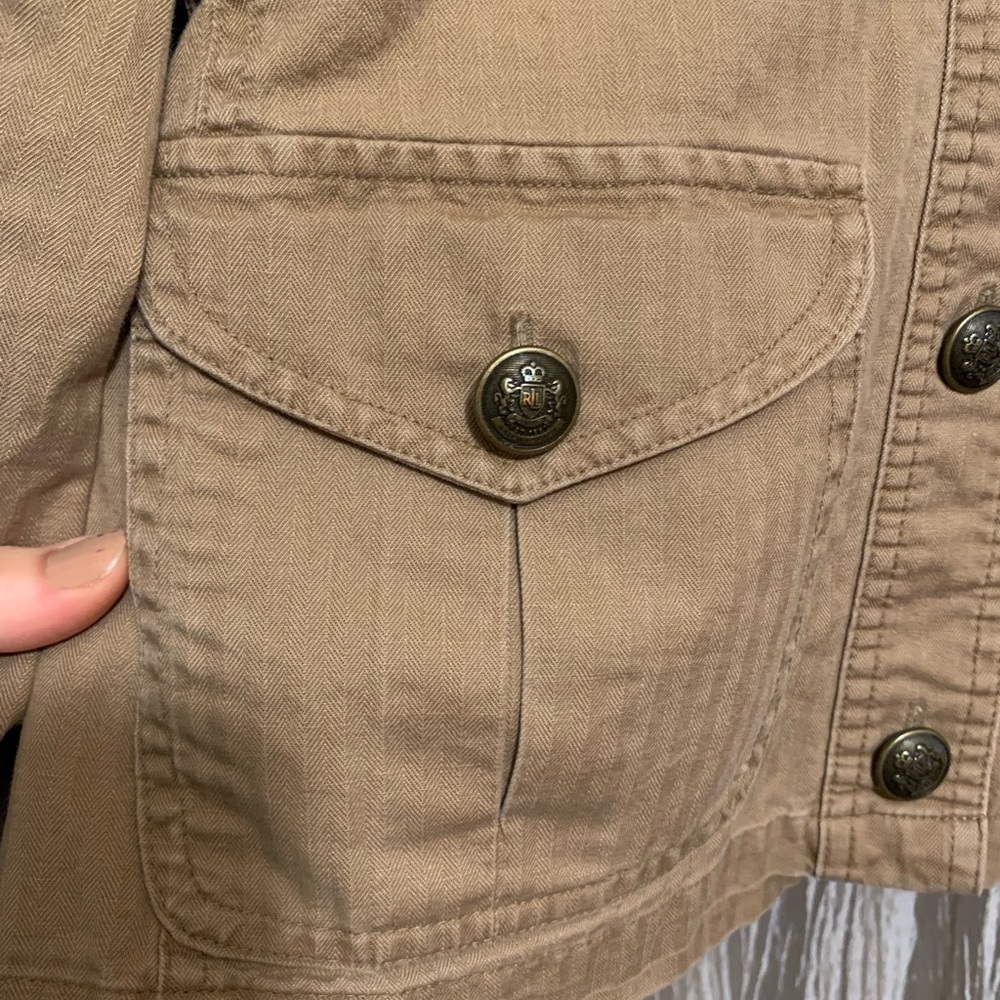 Ralph Lauren Military Jacket Cotton Tan Beige Size 4 - Picture 6 of 8